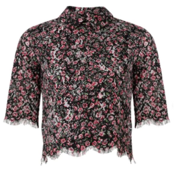 Pink and Black Floral Lace Crop Top from The Kooples. - Picture 3 of 5